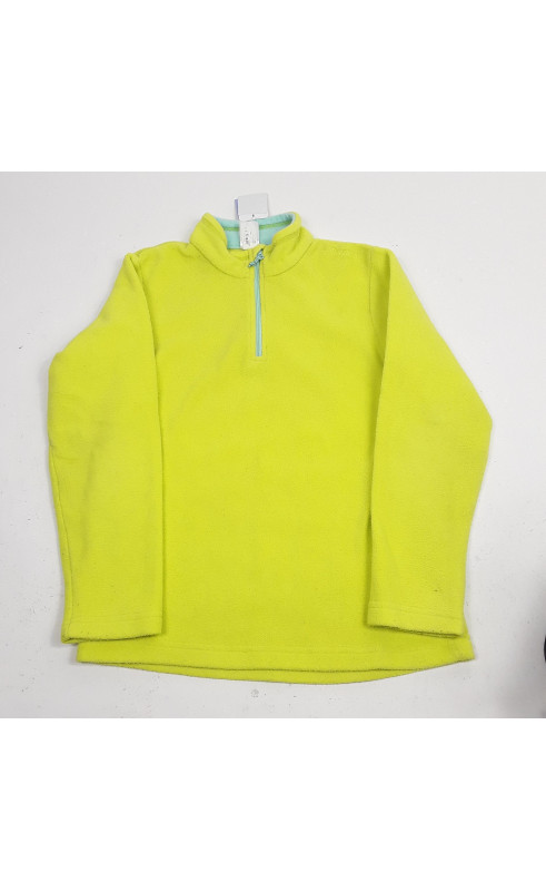 pull polaire vert fluo avec fermeture bleu