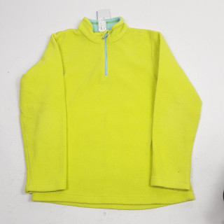 pull polaire vert fluo avec fermeture bleu