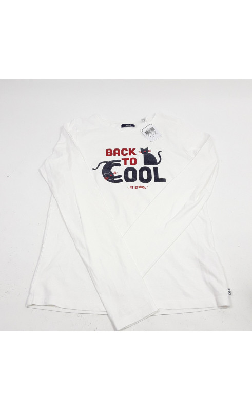 T-shirt ML blanc " back to cool " écriture pailleté rouge