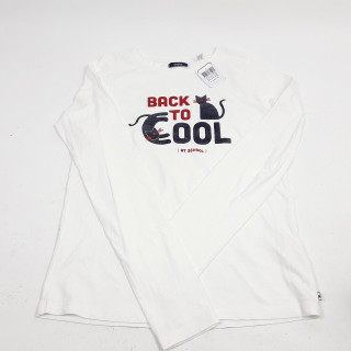 T-shirt ML blanc " back to cool " écriture pailleté rouge