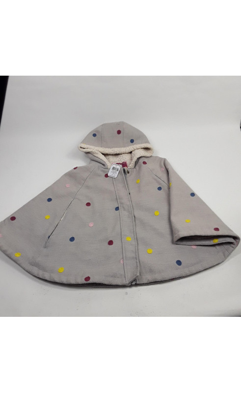 Manteau type poncho gris à pois colorés