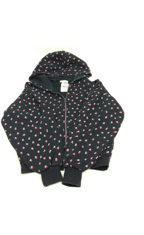 Veste zippée marine imprimé rose à capuche