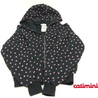 Veste zippée marine imprimé rose à capuche