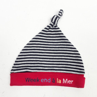 Bonnet marinière et rouge " week end à la mer "