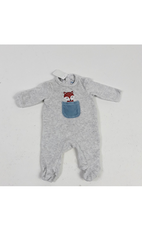 pyjama gris motif renard dans une poche