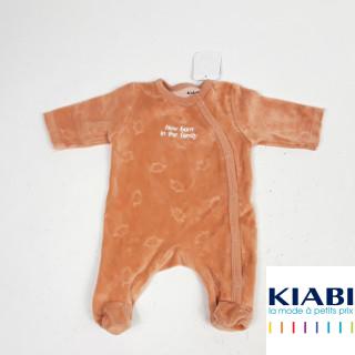 pyjama orange motifs feuilles "new born in the family"