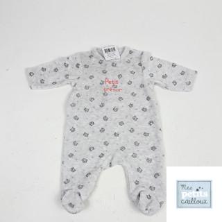 pyjama gris motifs renard et poids bleu "petit trésor"