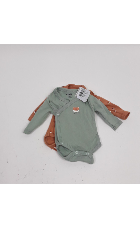 body ml vert et orange motifs renards