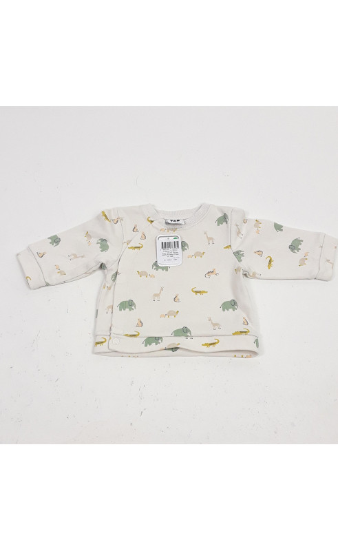 pull blanc avec attache devant motifs animaux