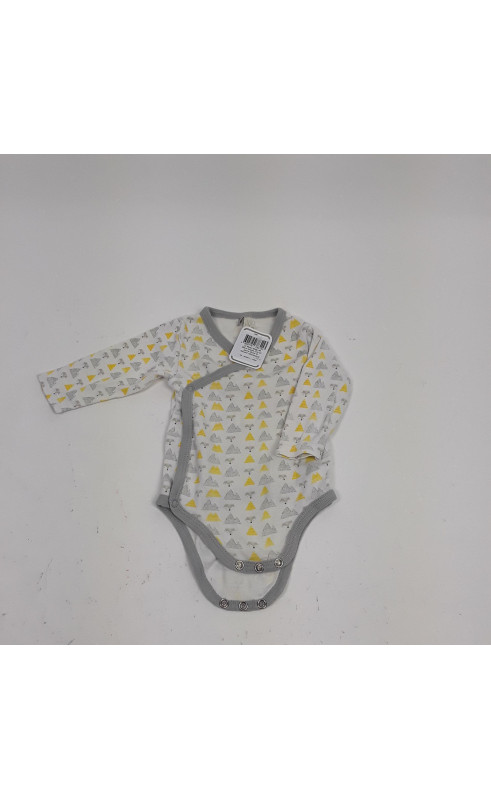 Body ml blanc motifs gris et jaune dune et renard