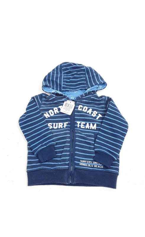 Gilet bleu marine rayé bleu clair " noth coast surf team "