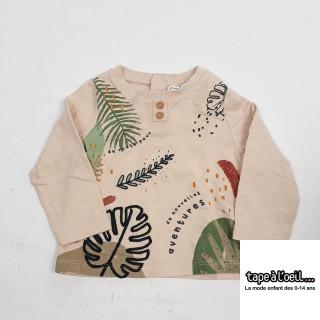 t-shirt ml beige motifs de la nature