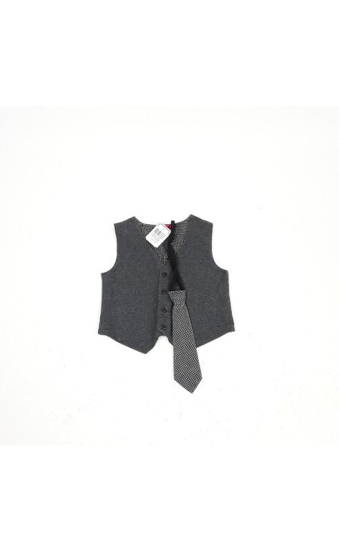 Blazer gris + cravate grise triangle blanc