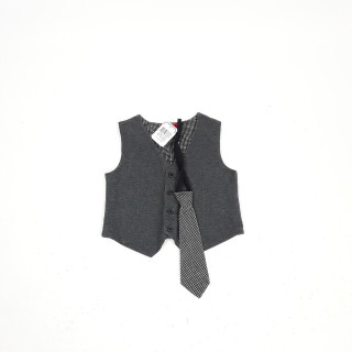 Blazer gris + cravate grise triangle blanc