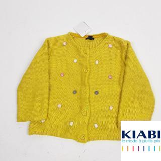 Gilet en maille jaune moutarde avec poids multi couleur en 3d