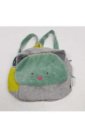 Sac en tissu chat gris et vert