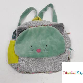 Sac en tissu chat gris et vert