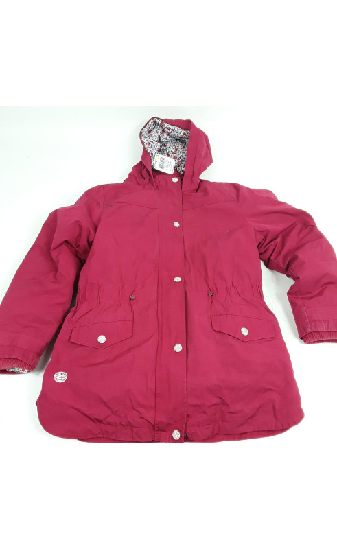 Parka rose 2 en 1 avec boutons blanc motifs fleurs