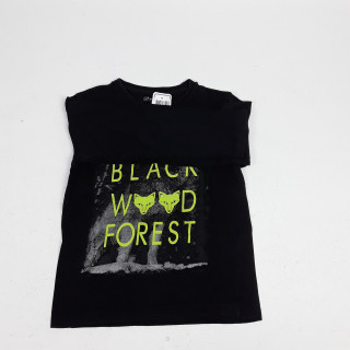 T-shirt noir écriture vert fluo " black wood forest "