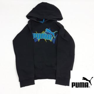 sweat noir avec écriture vert et bleu " puma "