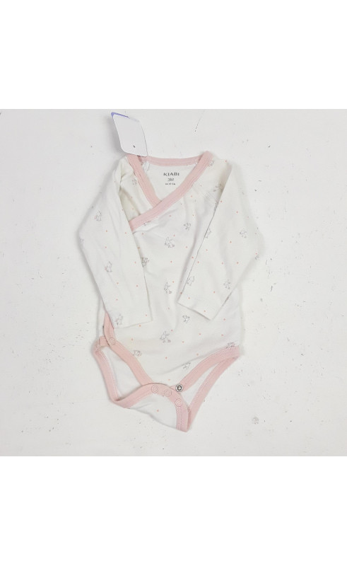 body ml blanc avec couture rose motifs lapin