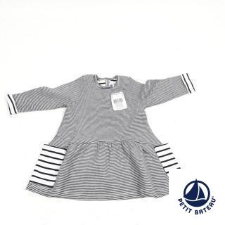 robe ml blanche avec rayure leu marine et avec 2 poches