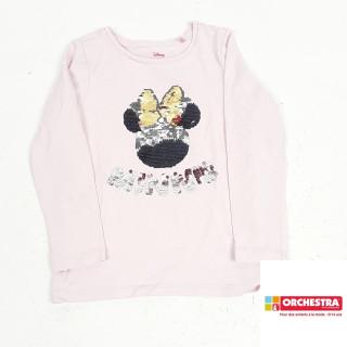 T-shirt ML rose tete de minnie en sequins