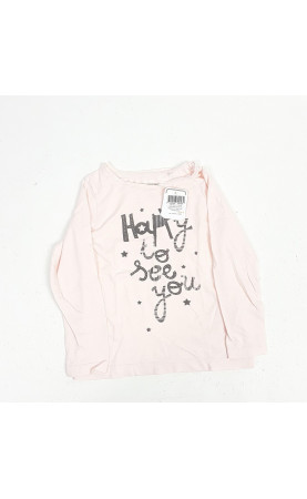 T-shirt ML rose fin " happy to see you "