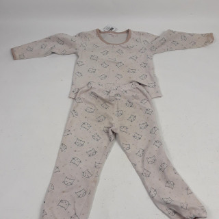 Ensemble 2 pièce Pyjama beige motif tête de chat et étoile