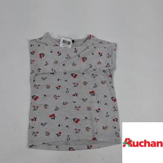 T-shirt ML gris motif fleur