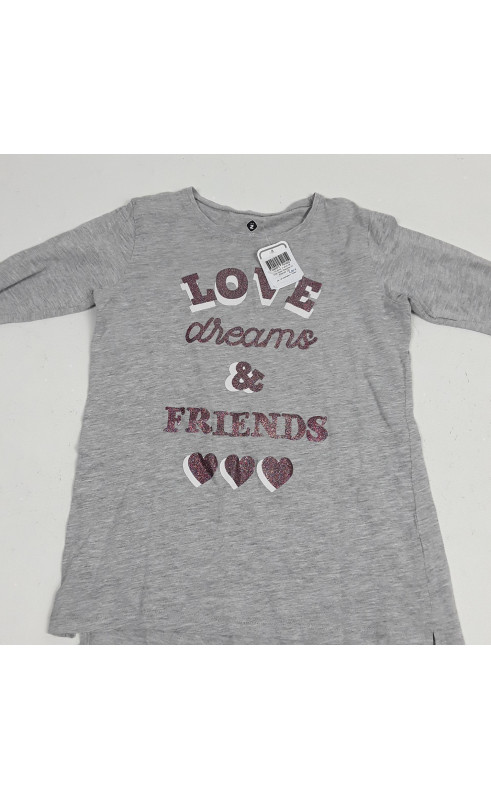 T-shrit ml gris "love dreams et friends"