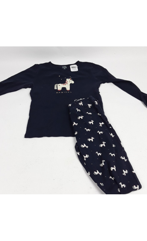 Ensemble pyjama 2 pièce bleu foncé motif licorne avec cœur dore "magical"