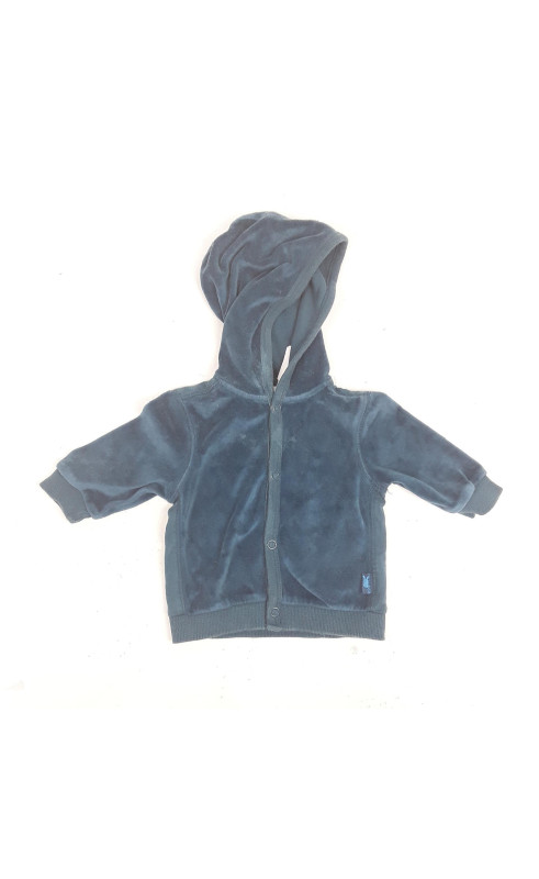 gilet à capuche à pressions bleu