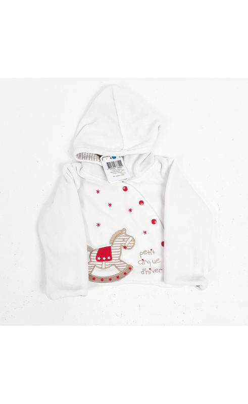 gilet à capuche blanc " petit cirque d'hiver"