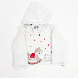 gilet à capuche blanc " petit cirque d'hiver"