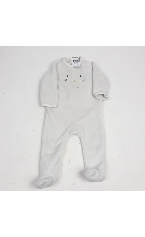 pyjama blanc pilou motifs tete de chat