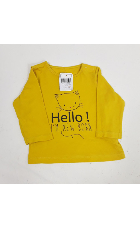 t-shirt ml jaune " hello i'm new born "