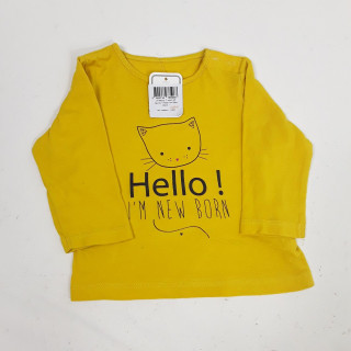 t-shirt ml jaune " hello i'm new born "