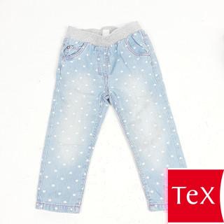 Pantalon style jeans motif cœur blanc