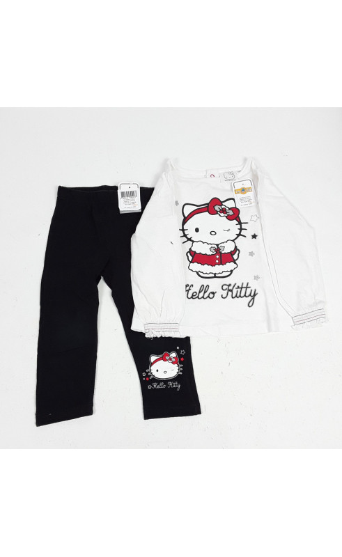 Pyjama 2 pièces tshirt ml + legging noir hello kitty