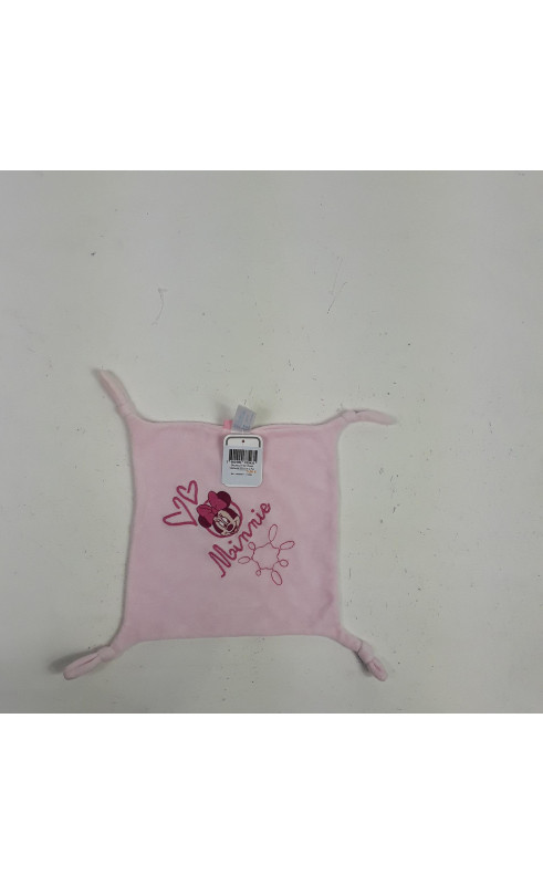 Doudou plat rose velours minnie cœur